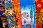 Colorful elephant pants souvenir, Bangkok, Thailand. Light and airy in hot climate. Art Print